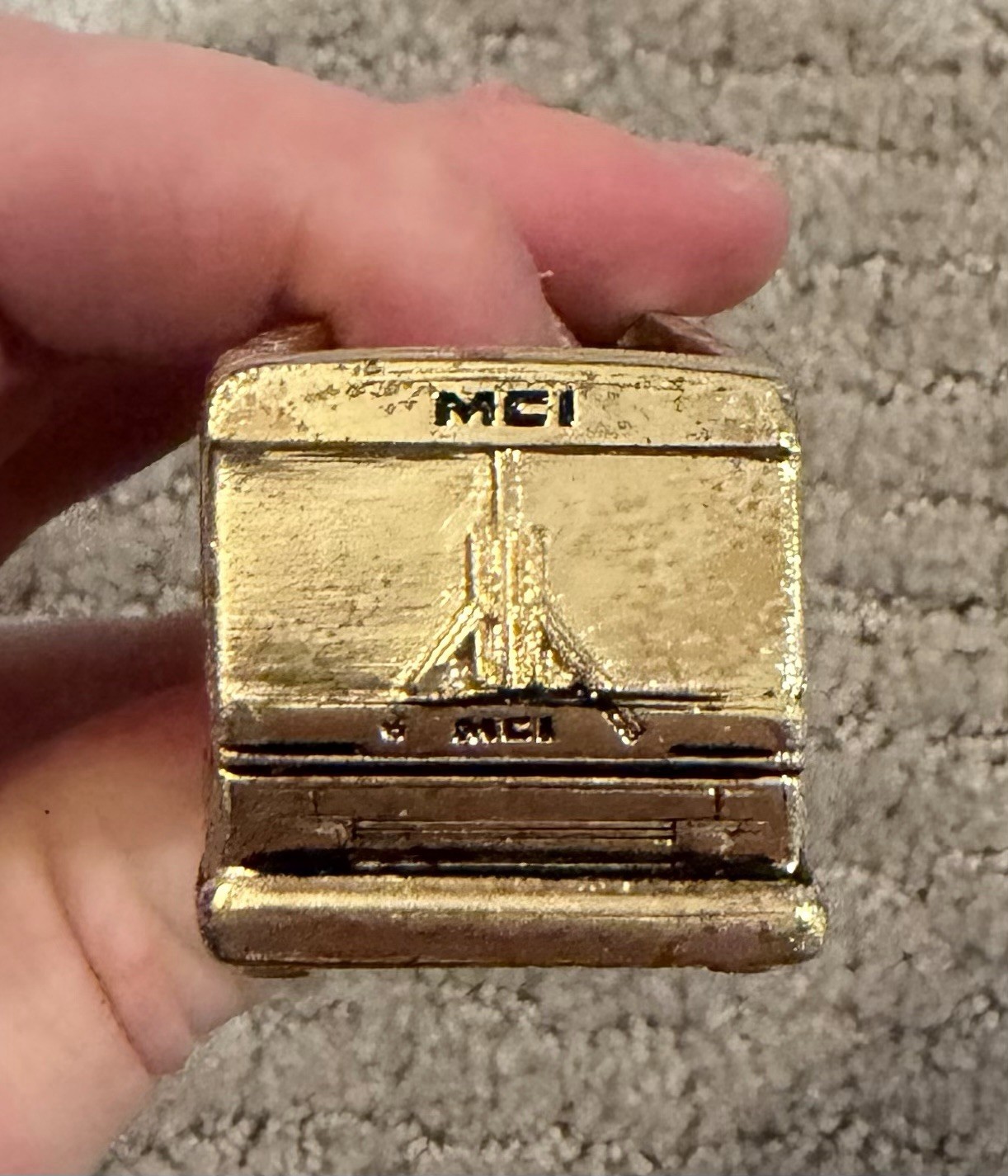Gold Tone MCI Bus Very Rare Item Moto Coach Industries