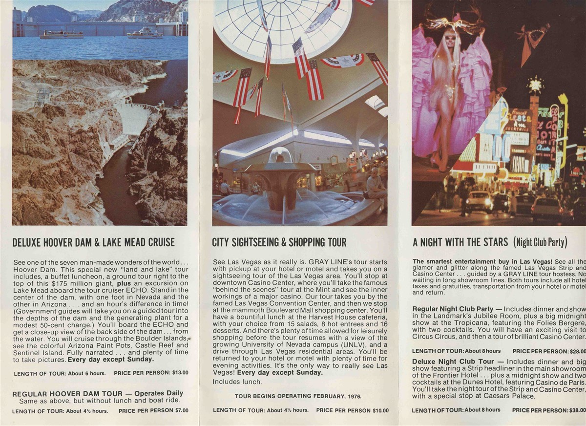 The Gray Line Las Vegas Nevada Sightseeing Tours Brochure 1975