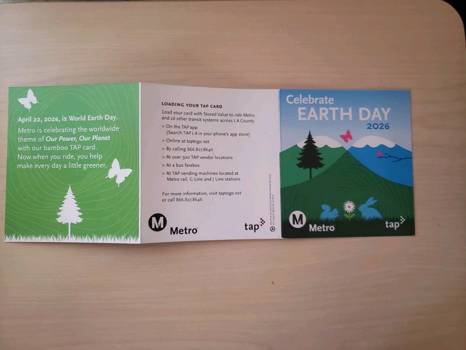 Los Angeles Metro World Earth Day 2026 (Bamboo) Tap Card Bus with Pamphlet