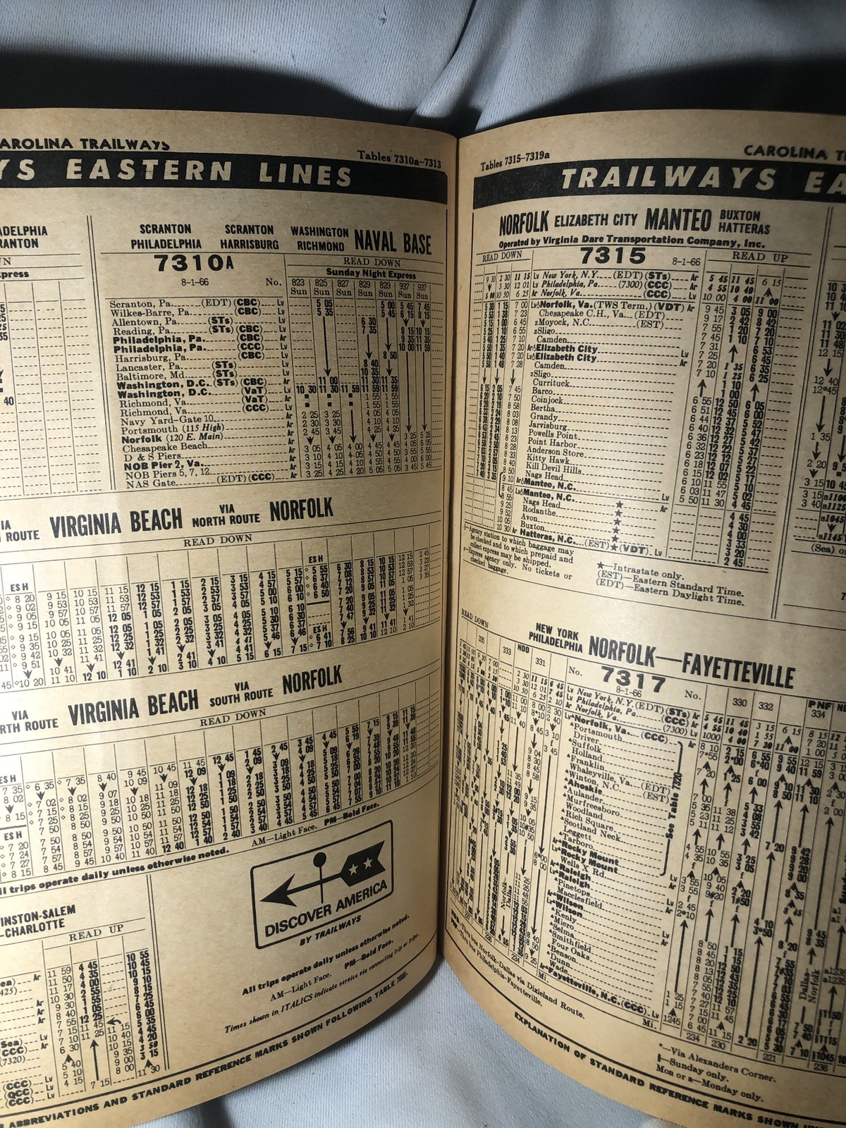 Trailways Eastern Time Tables August 1966 119 Page Book