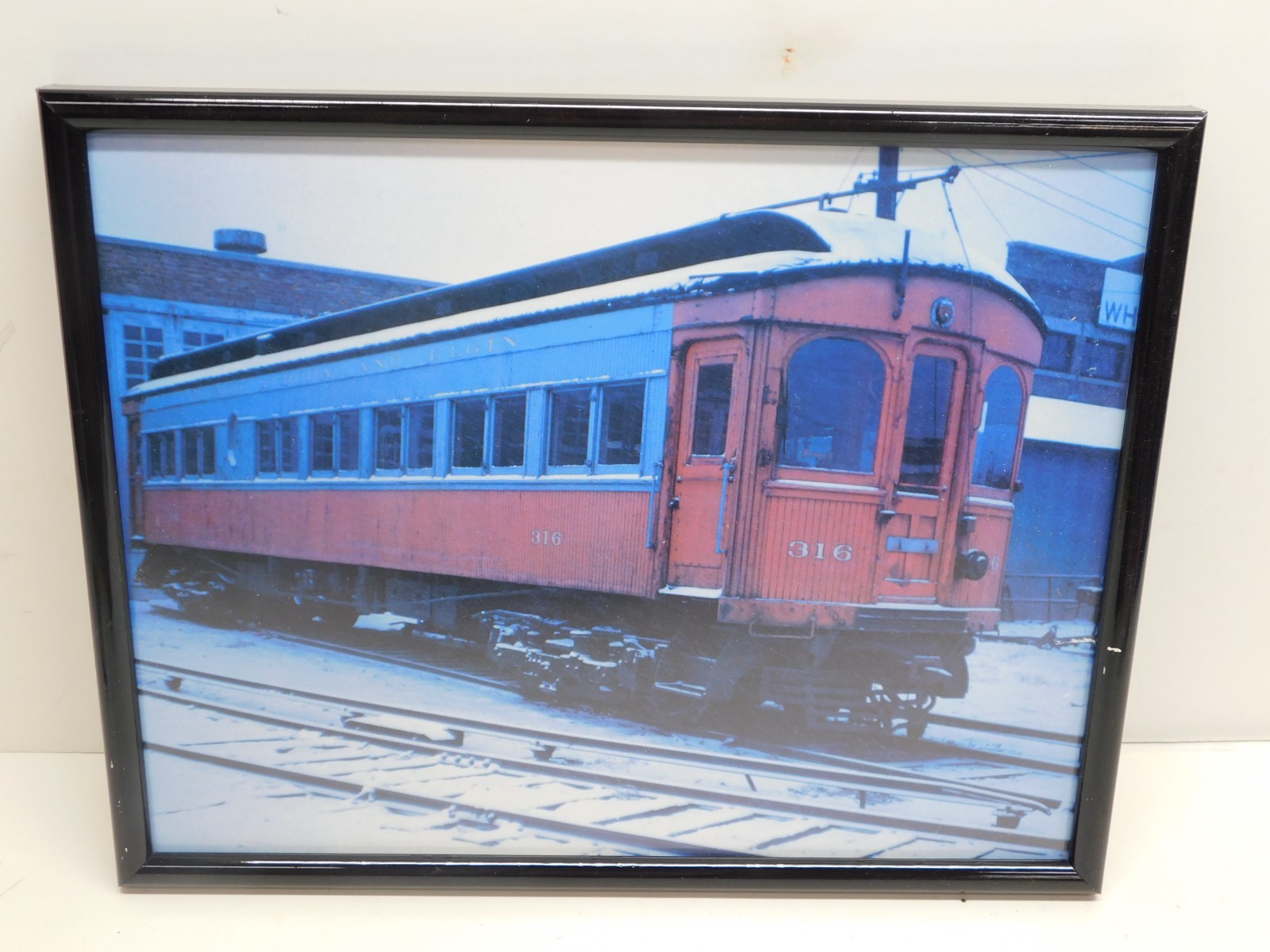 Framed Railroad Picture Interurban Trolley Car #316 P37