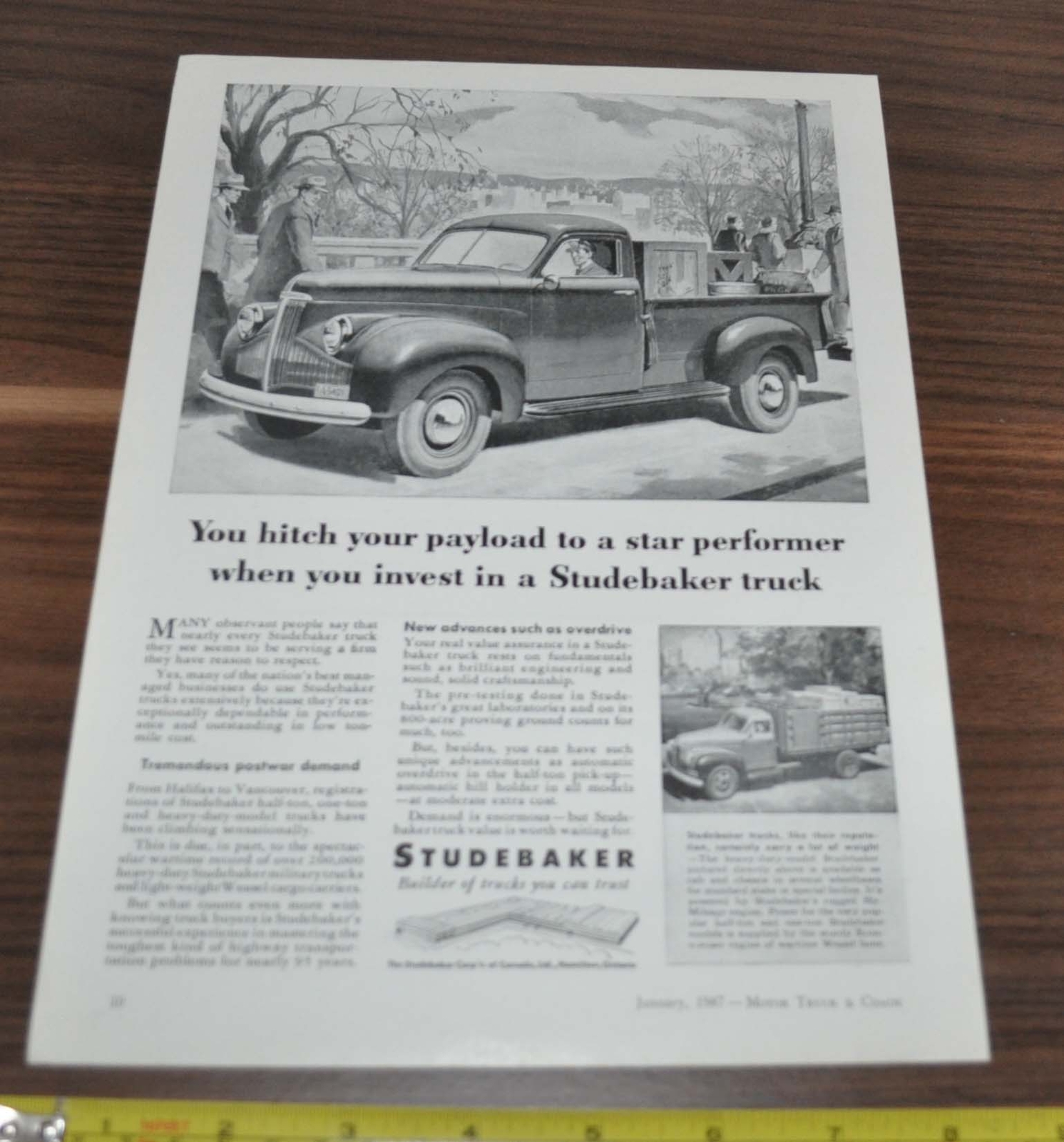 1947 Aerocoach Transit Bus Ad Oregon Motor Stages Studebaker Truck