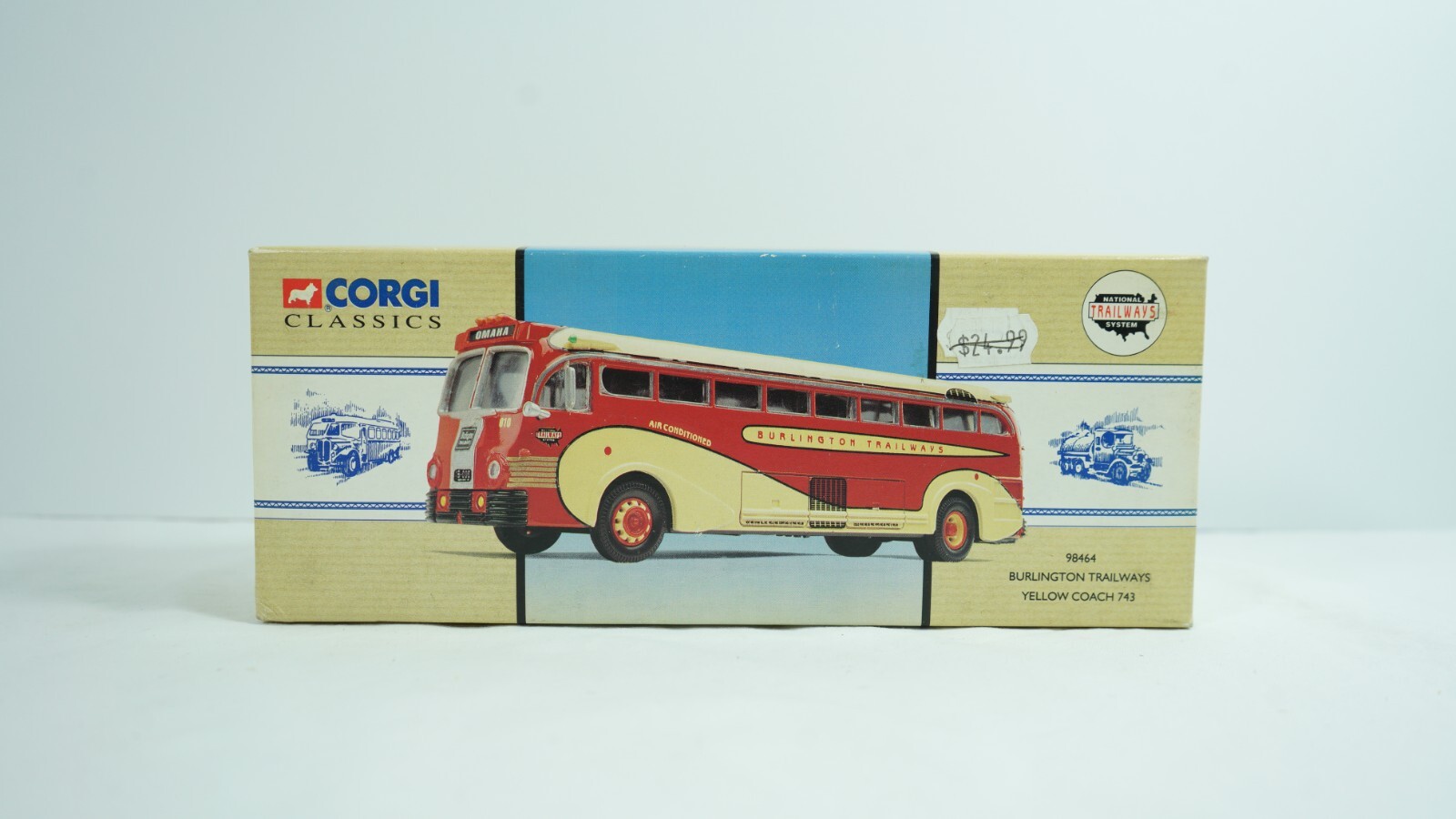Corgi Diecast 1/50 Yellow Coach 743 Burlington Trailway Item 98464 NEW B8