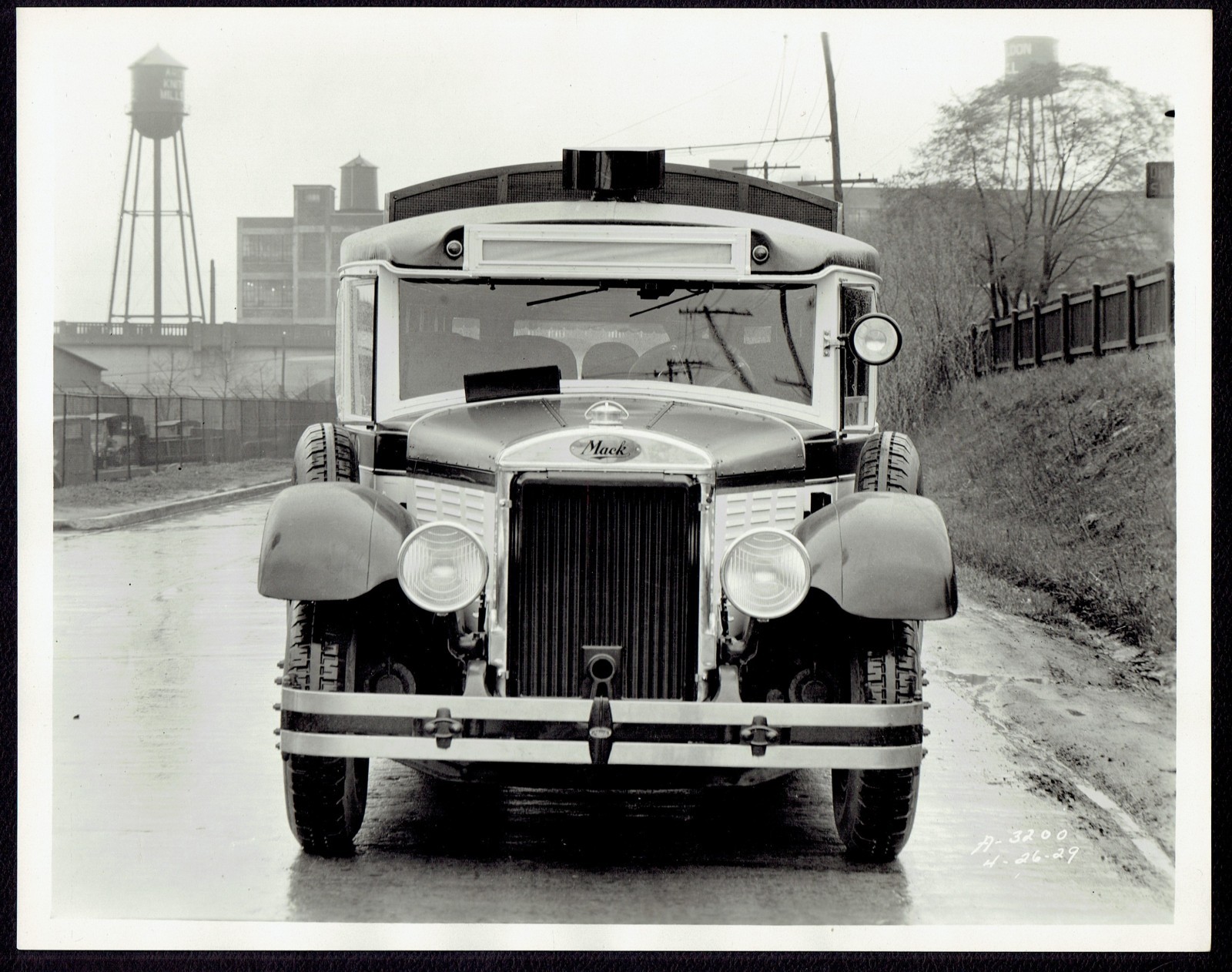 (4) 1929 8x10s Mack BK Bus MERZ WHITE WAY TOURS Phila. @ Allentown PA Plant