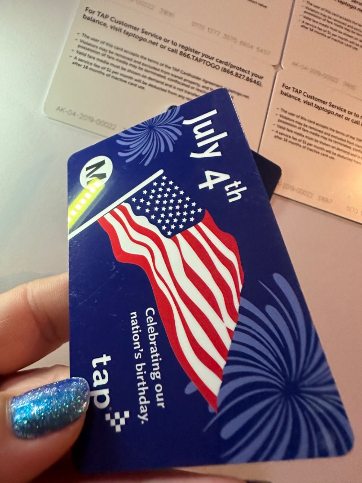 Metro TAP card Independence Day July 4th BUS Subway Transit Limtd NOT Loadable