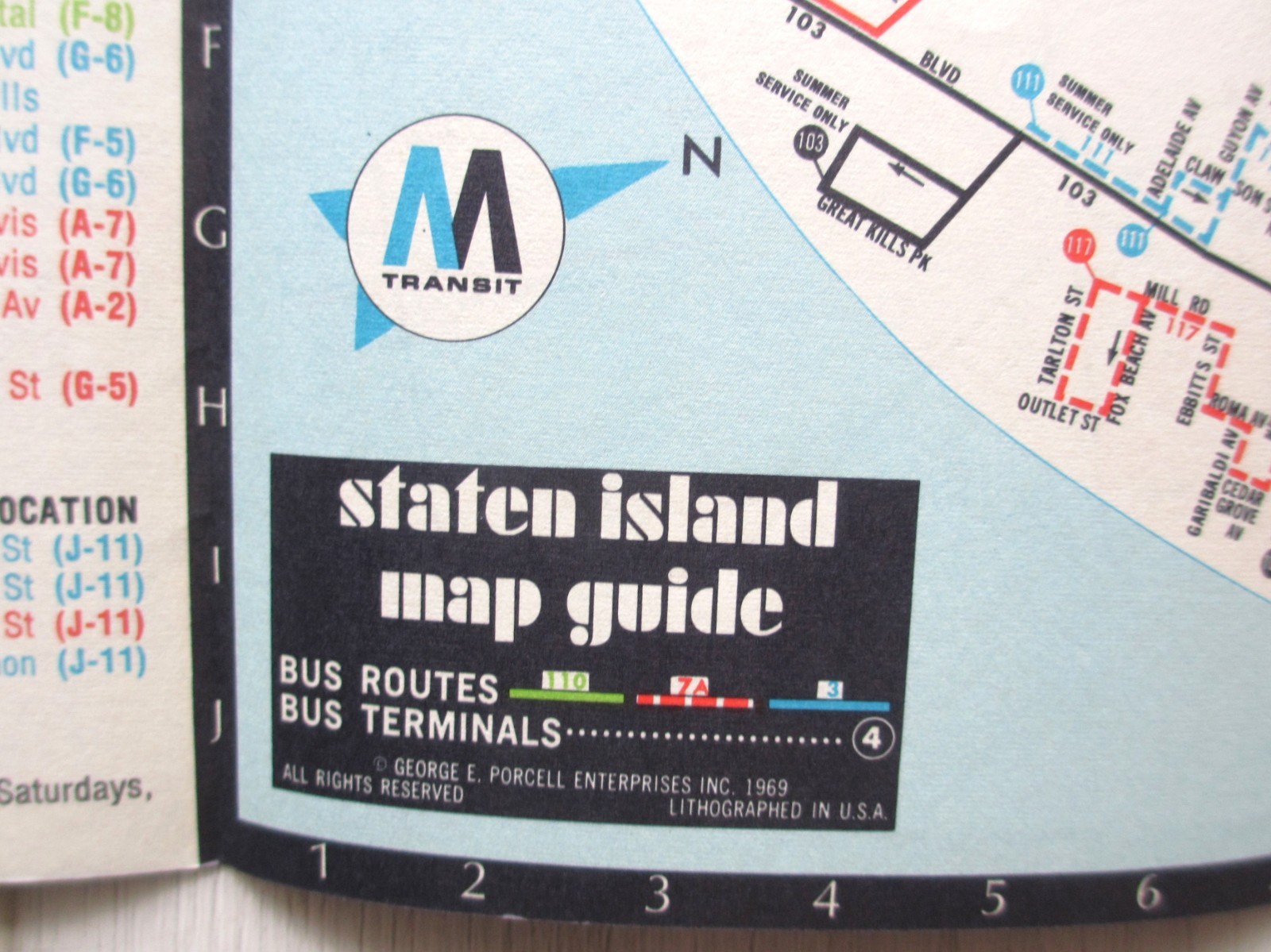 Vintage 1969 New York City Brooklyn Staten Island Bus Map NYC