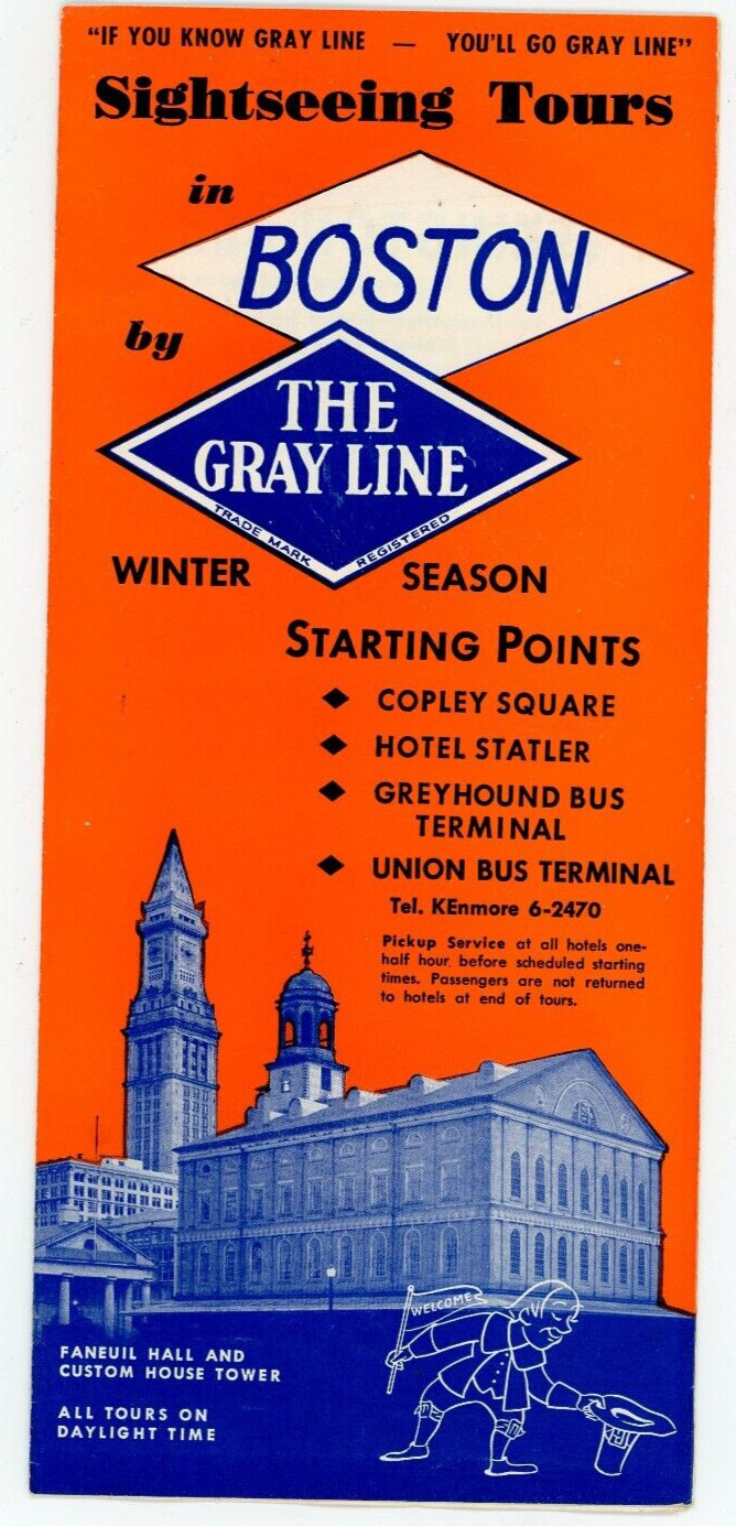Vintage Sightseeing Tours Boston The Gray Line Bus Pamphlet Visitors Travellers