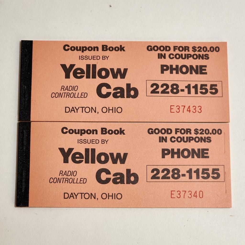 unused yellow cab coupon book vintage taxicab script complete 60 coupon booklet