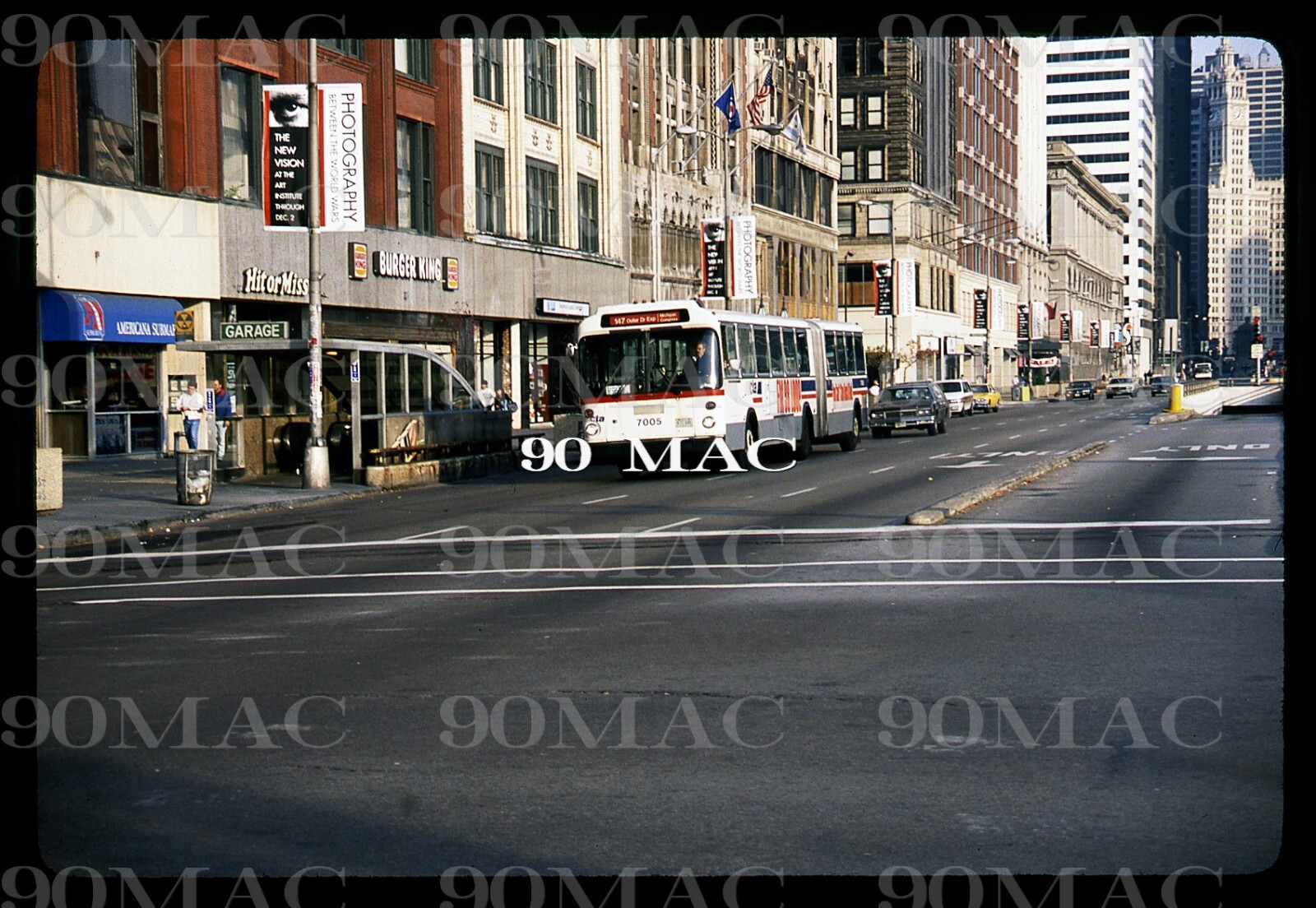 Chicago (IL) CTA MAN Articulated Bus #7005. Original Slide 1990.