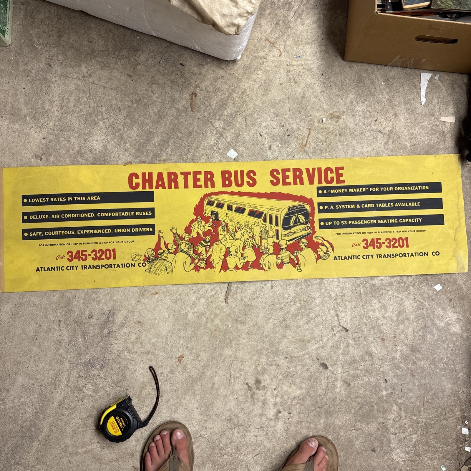 Atlantic City Transportation Company Bus Sign 42×11