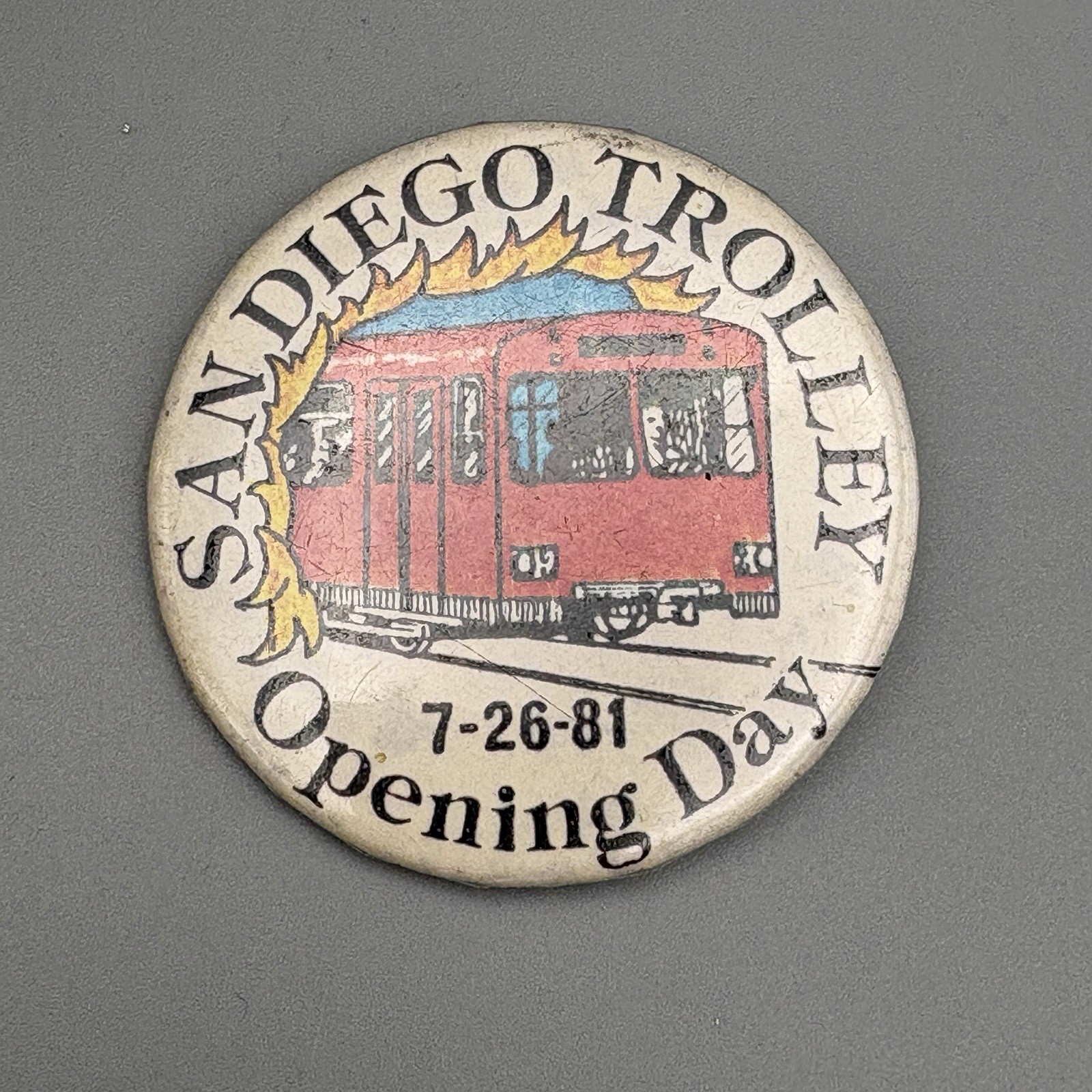 Vintage San Diego Trolley Opening Day Pin Badge 1981 Transportation US RARE