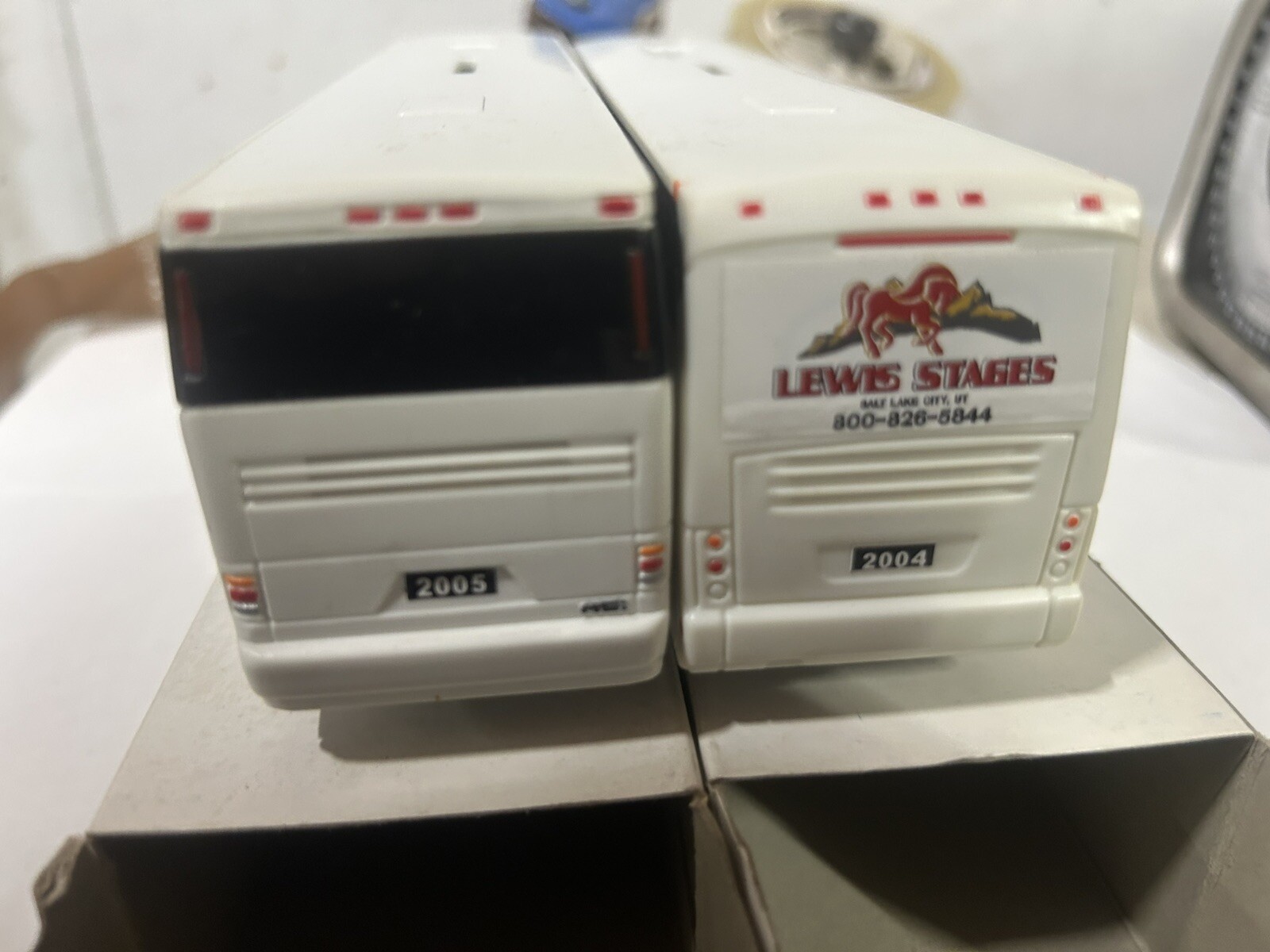 Lewis Stages Toy Bus Replica Lot Of 2